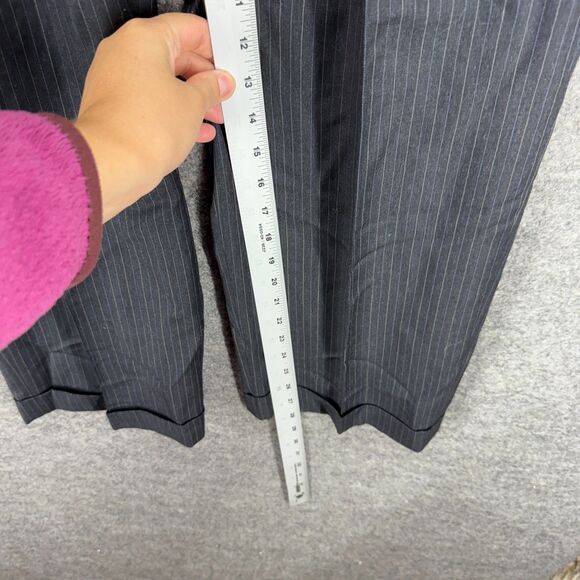 Ralph Lauren Dress Pants Men 36*30 Black Striped Mid Rise Pleated Cuffed Wool - Picture 5 of 7